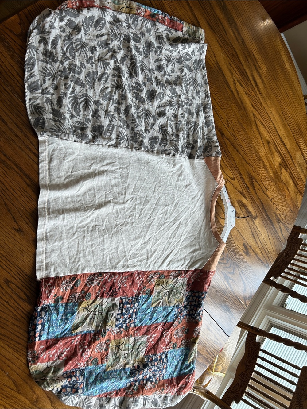 easel Peace In The Desert Patchwork Pullover in Cream, Rust, Olive - Picture 4 of 6